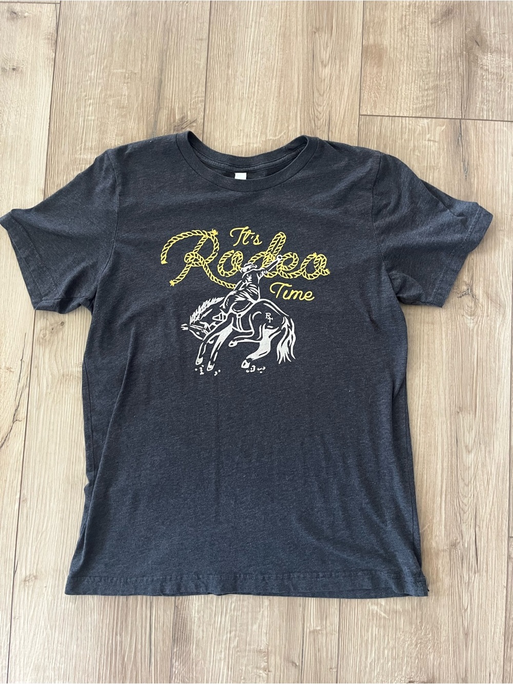 Black 'Rodeo Time' Graphic Tee with Yellow & White Print
